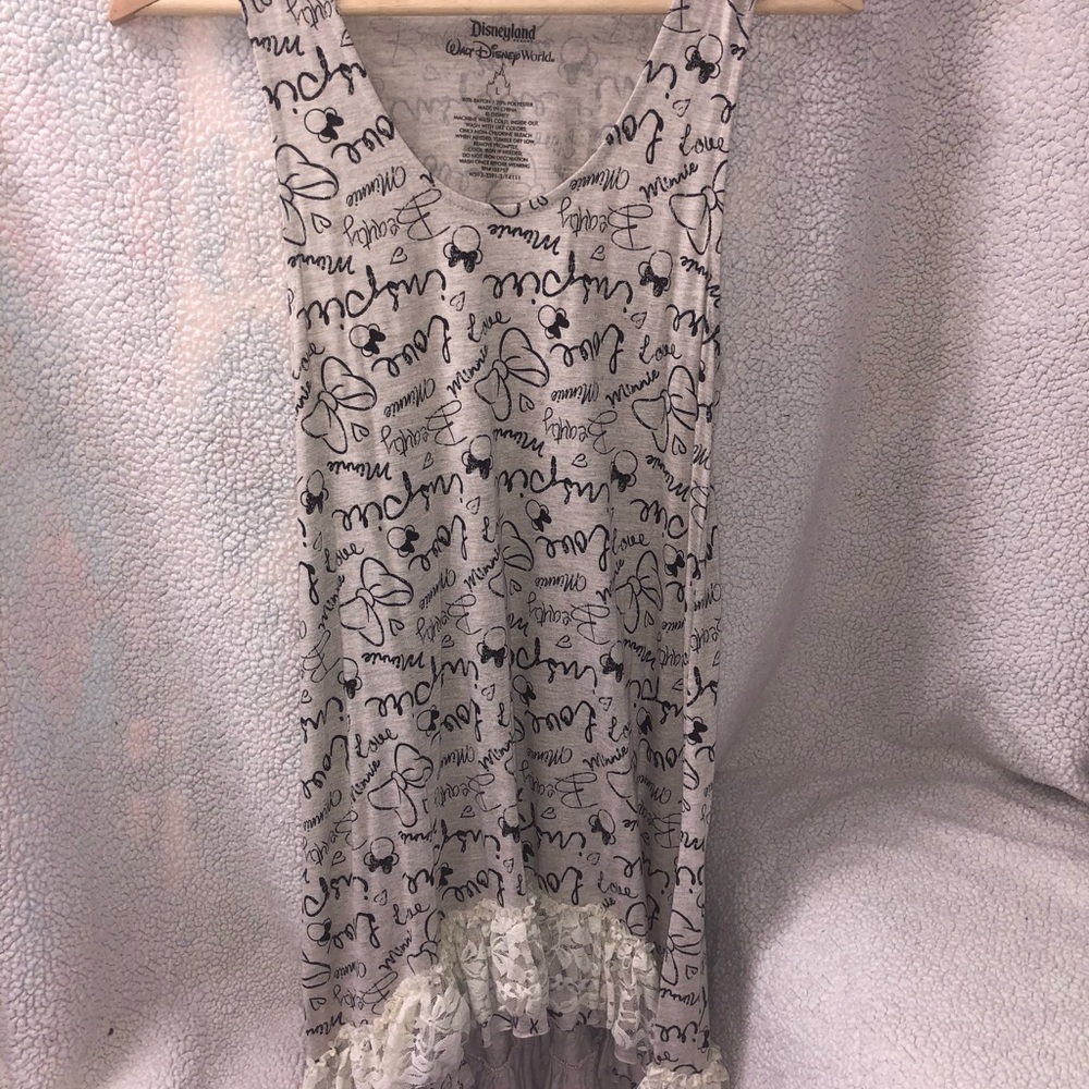 A Minnie Mouse dress with lace on the bottom